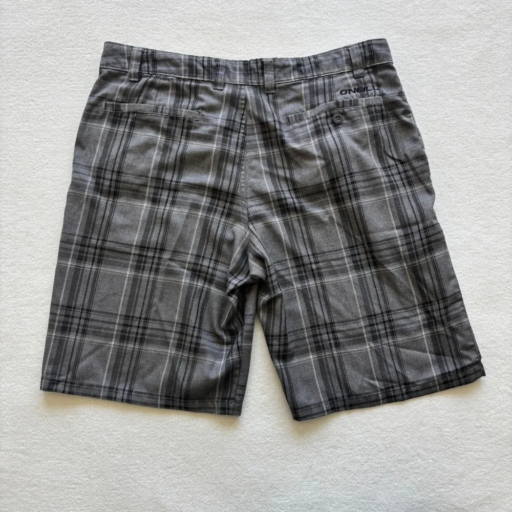 O'Neill Concha Plaid Shorts Mens 36 Grey Excellent Flat Front Casual‎ Walking